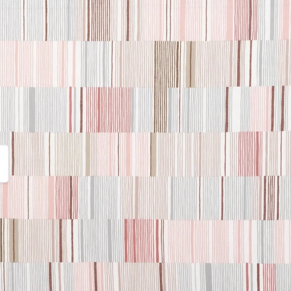 No. 918 Colby Offset Stripes Sheer Rod Pocket Curtain Panel; 2 Single Panels